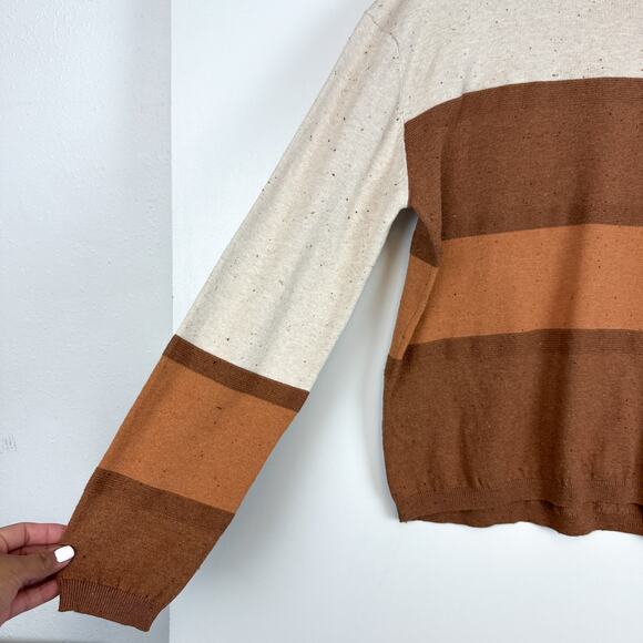Kuhl Womens Valencia Stripe Crew Sweater Beige Brown Cotton Blend $69 - Size M - Picture 4 of 10